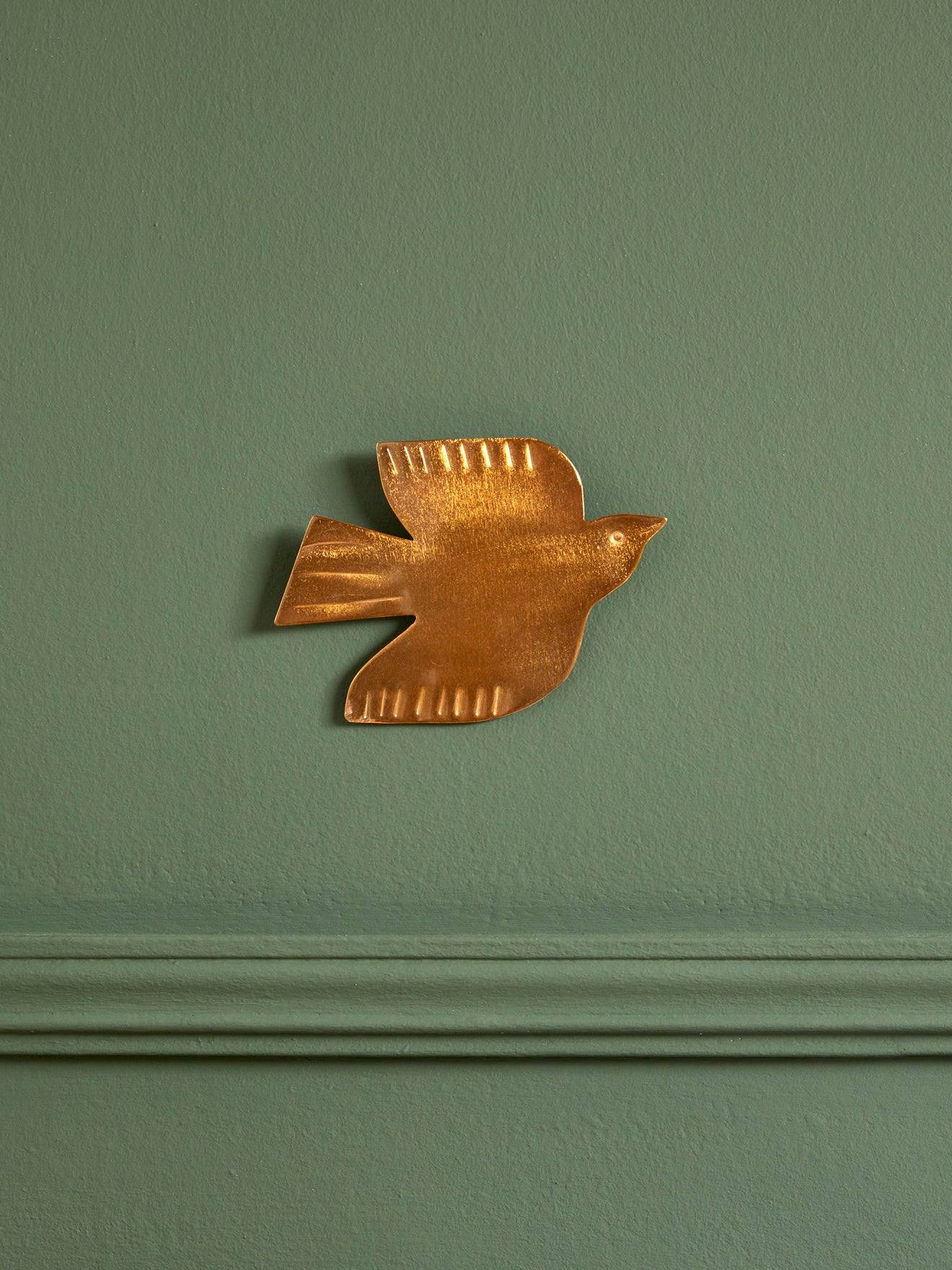 Déco Murale Oiseau Laiton Dore