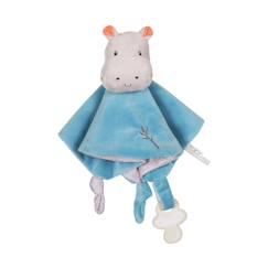 Jouet-Carré doudou bebe bamboo - hippopotame - 24 cm s/carte