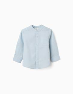 Bébé-Chemise, blouse-Chemise à manches longues en lin et coton avec col mao