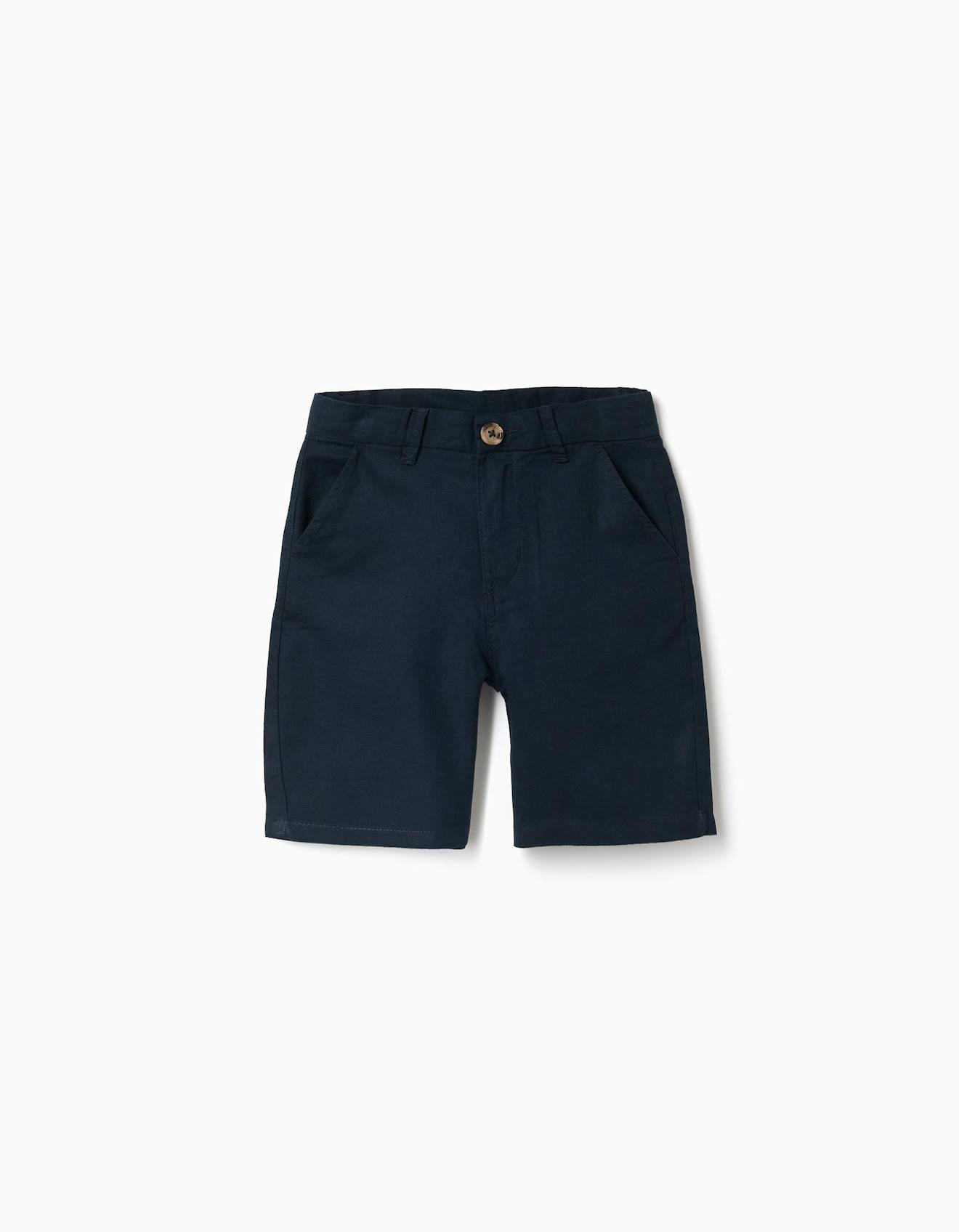Short Chino Long En Lin Et Coton Bleu Fonc 14 €
