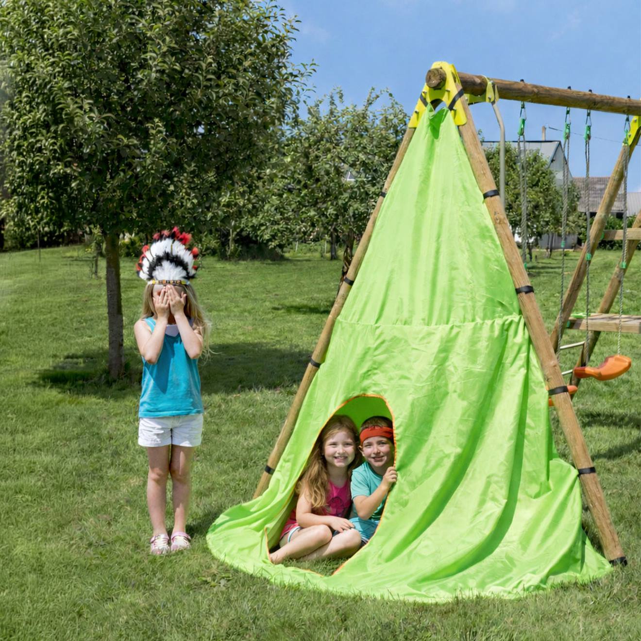 Tipi Pour Portique Balançoire 2,3 M - 2,5 M Pour Enfants Vert