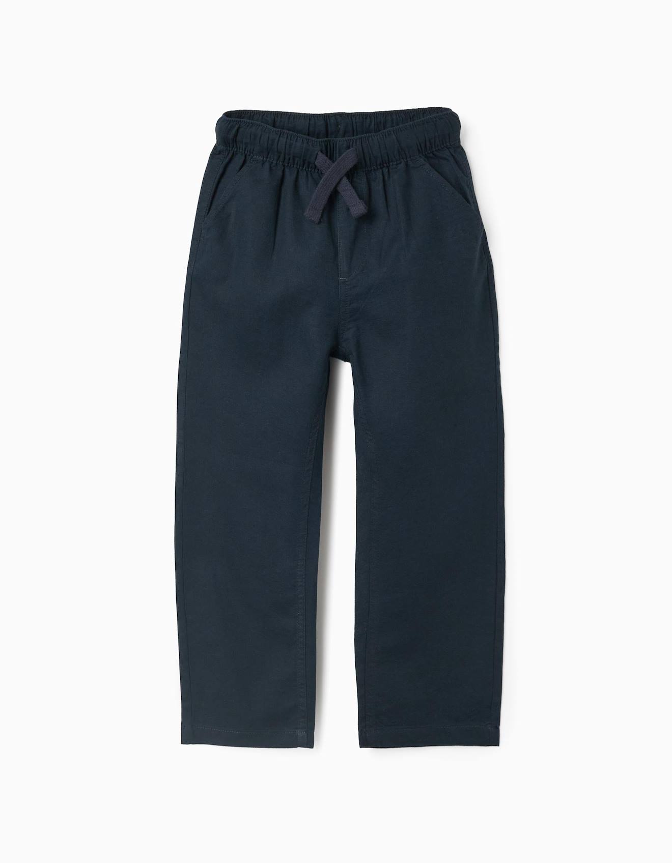 Pantalon Coupe Droite En Lin Avec Cordon De Serrage Bleu 18 €
