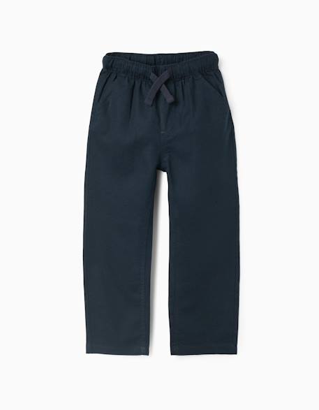 Garçon-Pantalon-Pantalon à coupe droite en lin avec cordon de serrage