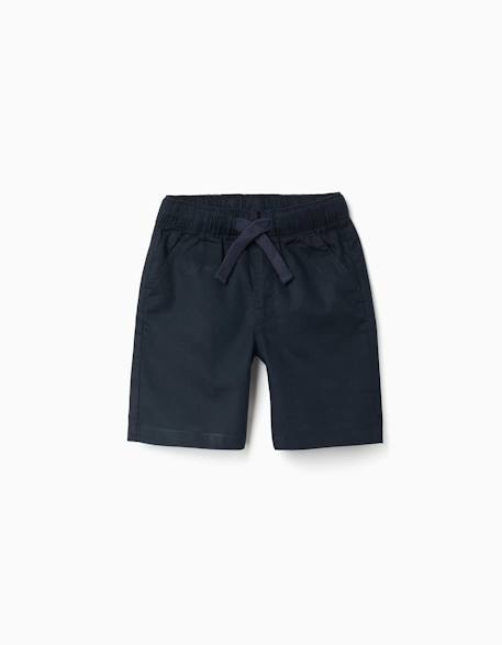 Garçon-Short midi en lin et coton avec cordon de serrage
