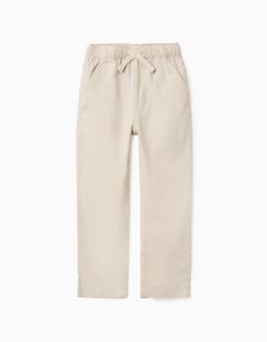 -Pantalon à coupe droite en lin avec cordon de serrage