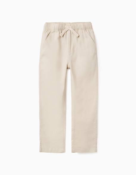 Garçon-Pantalon à coupe droite en lin avec cordon de serrage