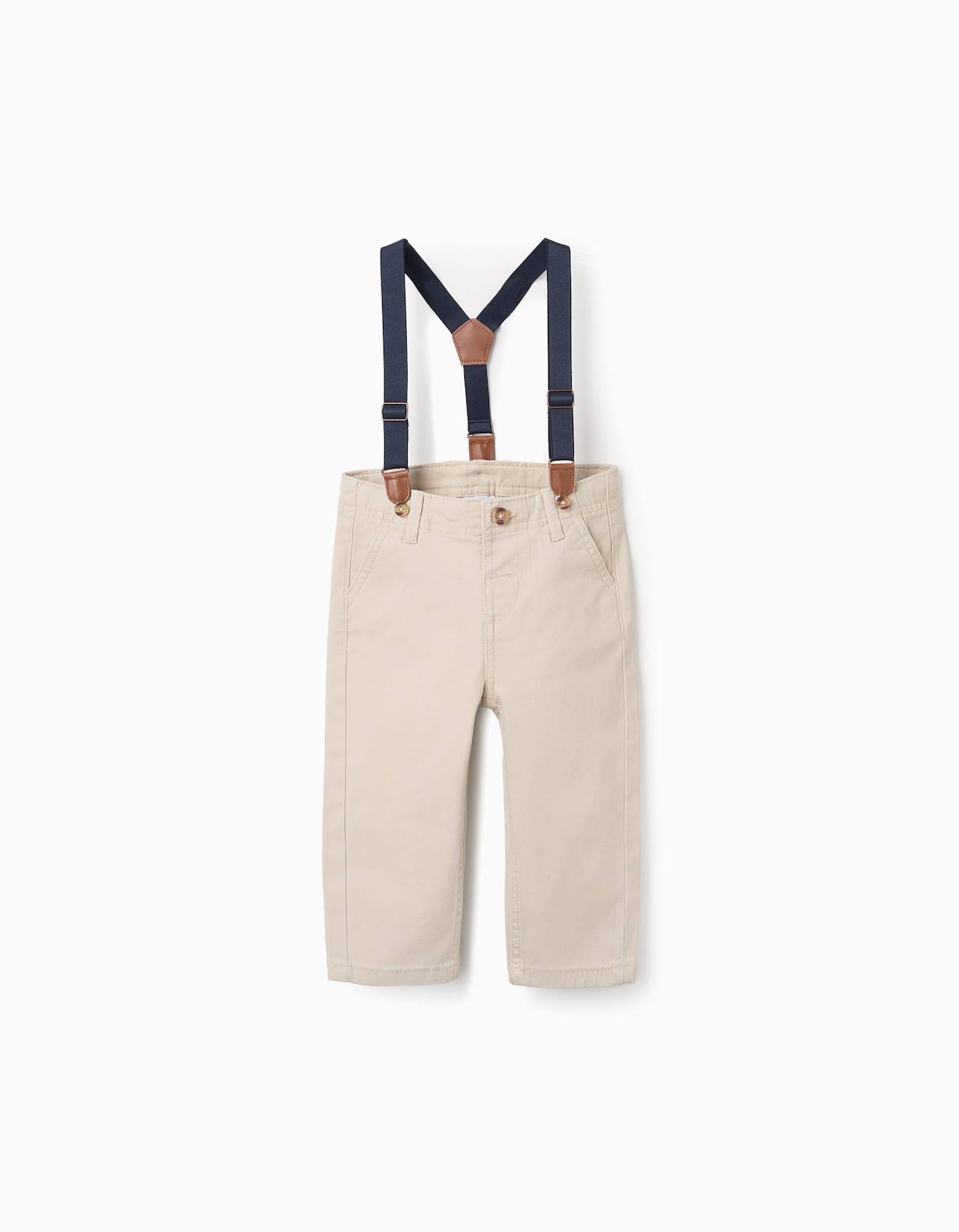 Pantalon En Serg Avec Bretelles Amovibles Beige Clair 18$