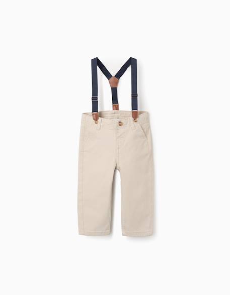 Bébé-Pantalon en sergé avec bretelles amovibles