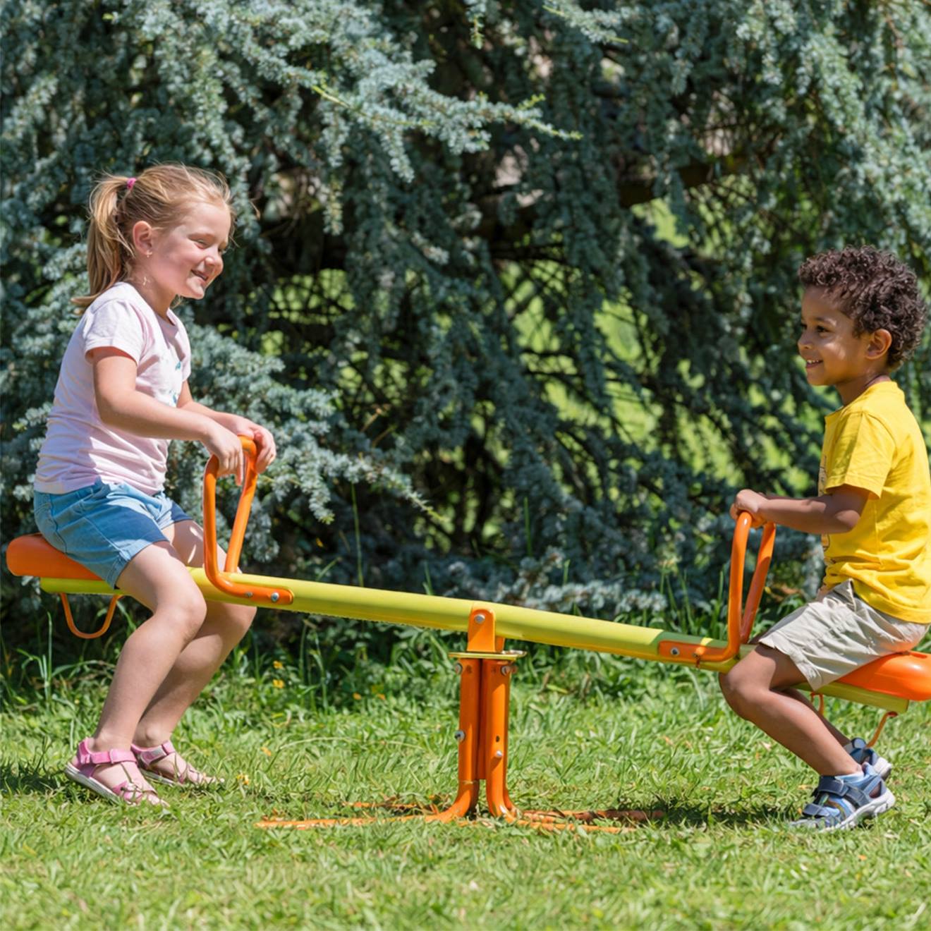 Bascule-trébuchet Métal Rotative Coucou Pour Enfants Jaune