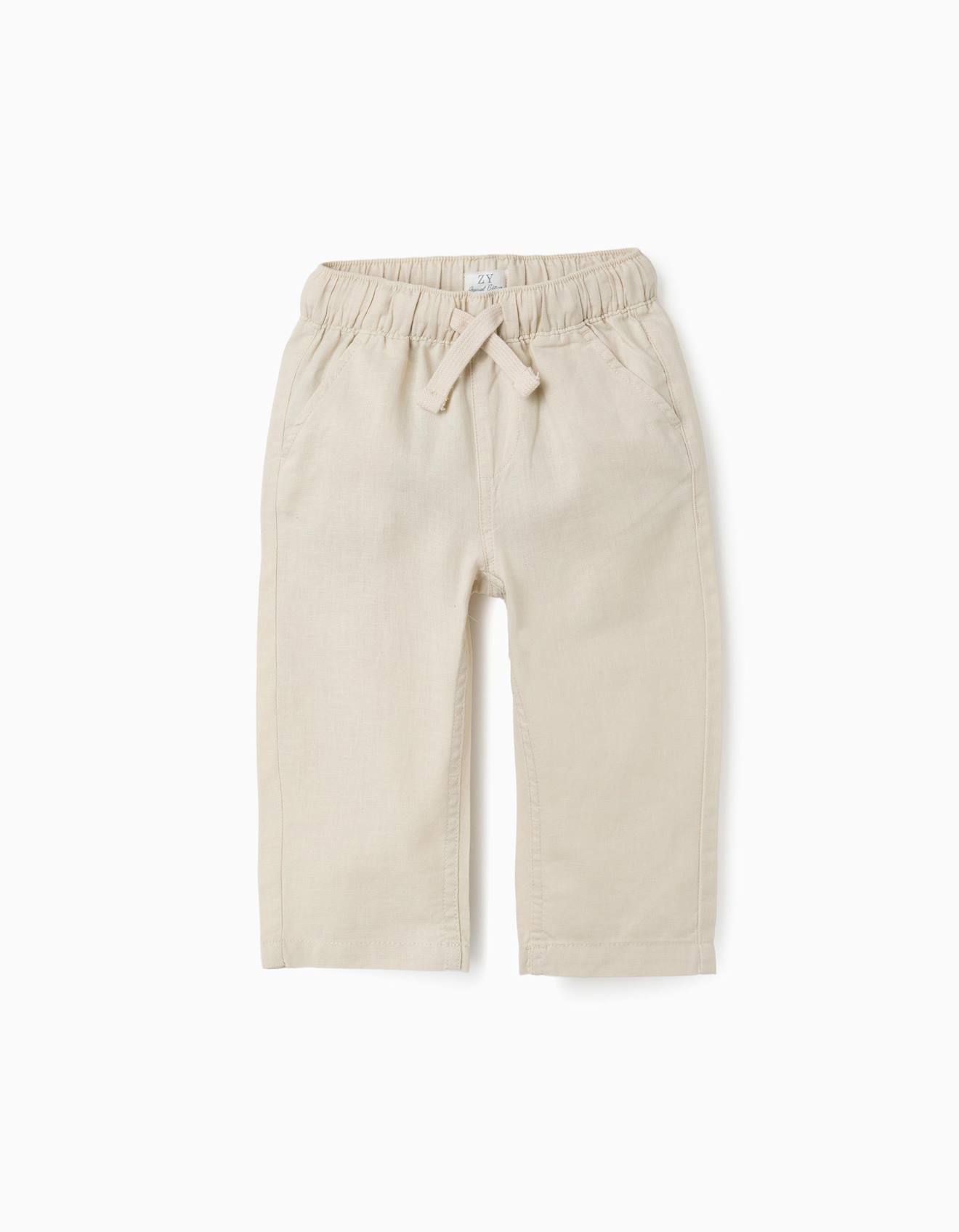 Pantalon En Lin Avec Cordon De Serrage Beige Clair 17 €
