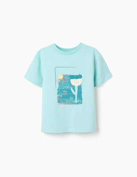 Fille-T-shirt, sous-pull-T-shirt-T-shirt en coton à imprimé et appliqué au crochet