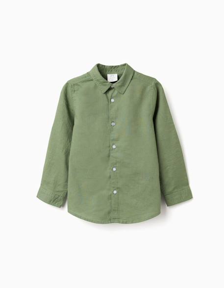 Garçon-Chemise à manches longues en lin et coton