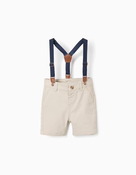 Bébé-Short-Short midi en sergé avec bretelles amovibles