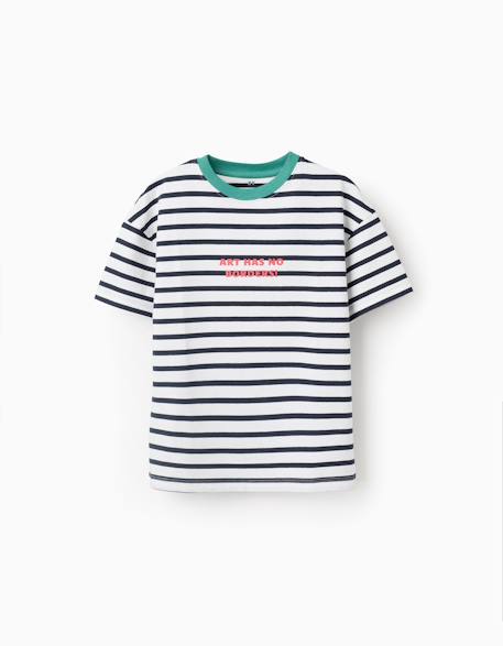 T-shirt en coton à rayures et imprimé  - vertbaudet enfant