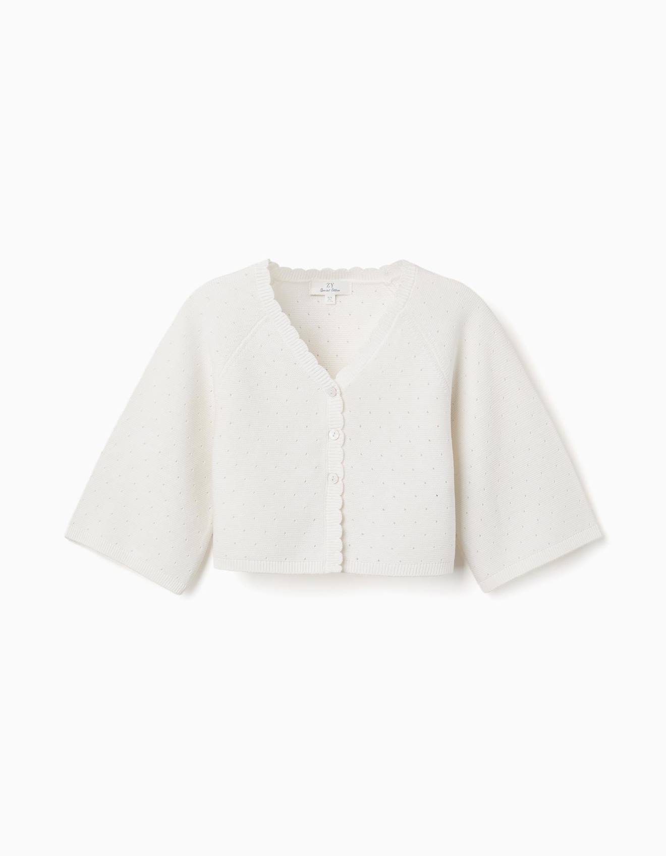 Gilet En Maille Avec Des Détails Festonnés Blanc