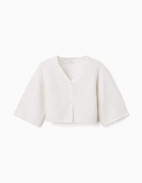 Fille-Gilet en maille avec des détails festonnés