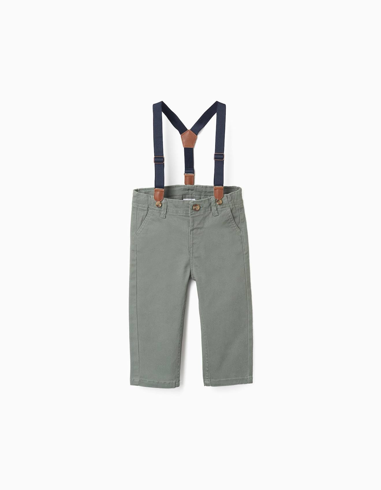 Pantalon En Serg Avec Bretelles Amovibles Vert Fonc 18 €