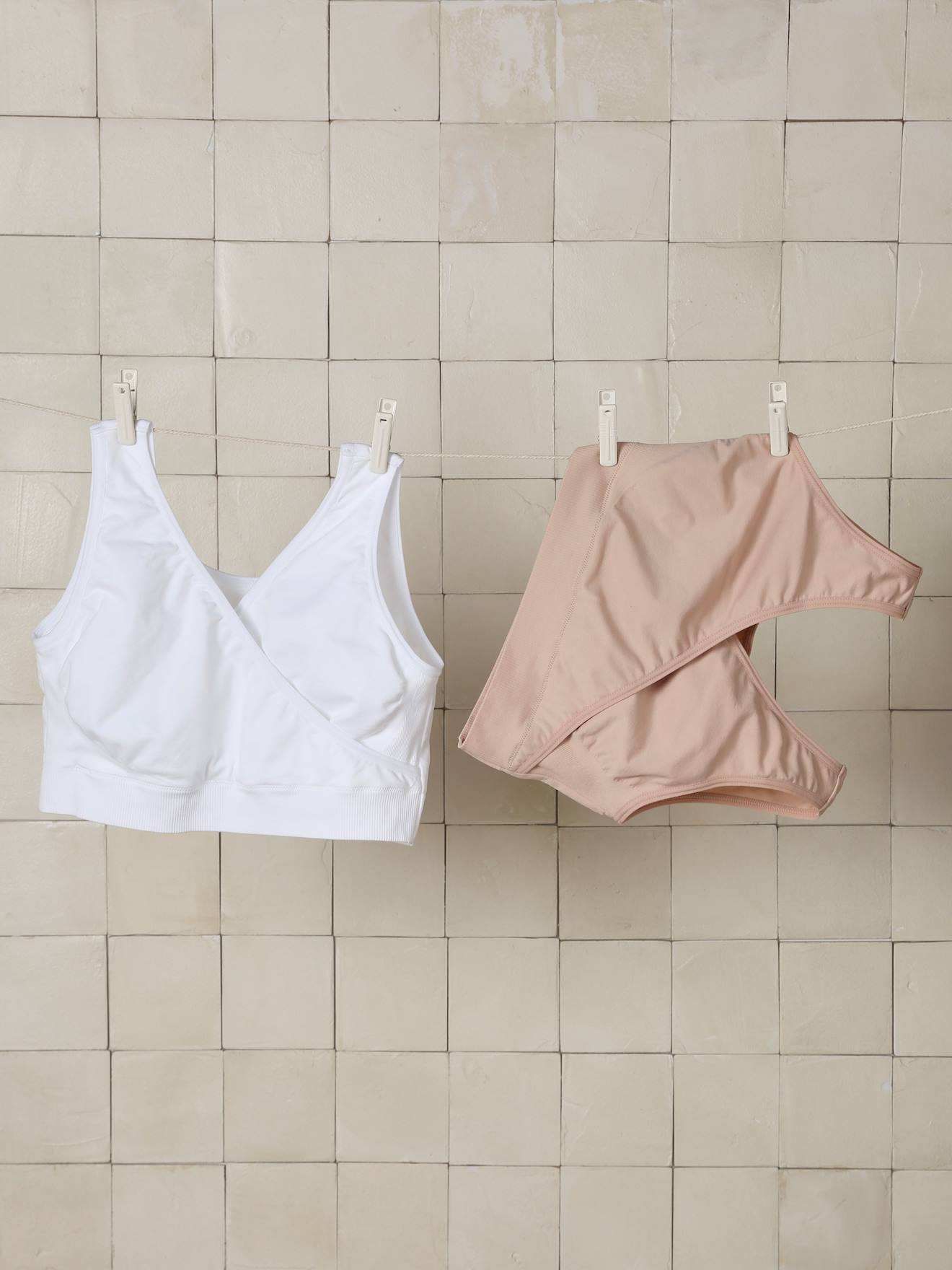 Lot de 2 brassières d'allaitement sans coutures en microfibre beige