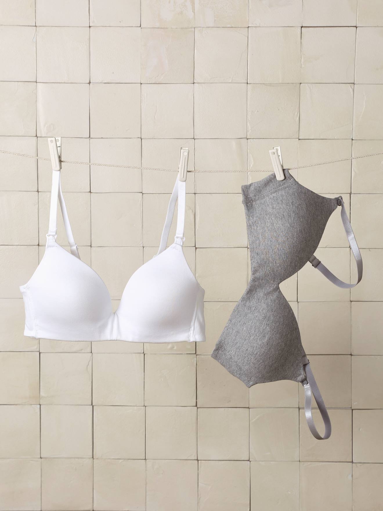 Lot 2 soutien-gorge allaitement coton bio gris chiné