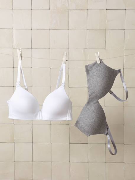 Lot 2 soutien-gorge allaitement coton bio gris chiné 1 - vertbaudet enfant 