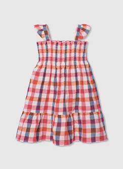 -Robe en popeline à carreaux