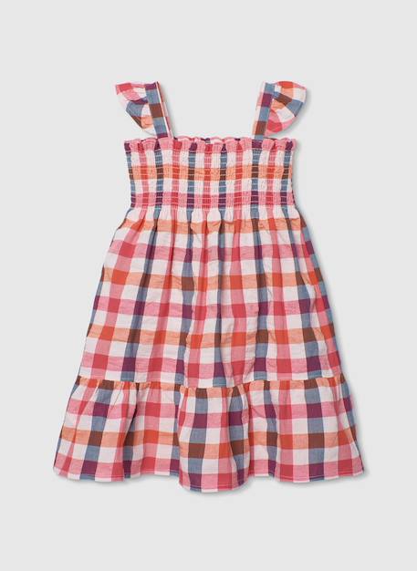 Fille-Robe en popeline à carreaux