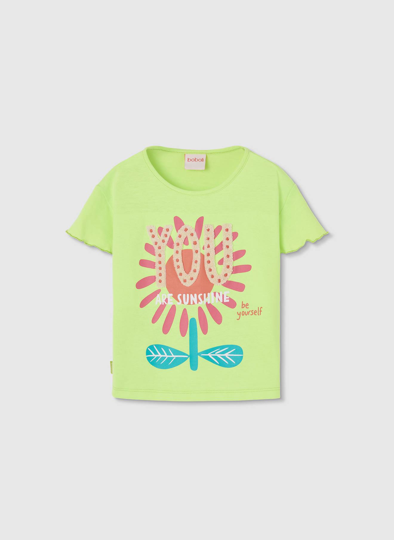 T-shirt Fille Manches Courtes Coton Vert