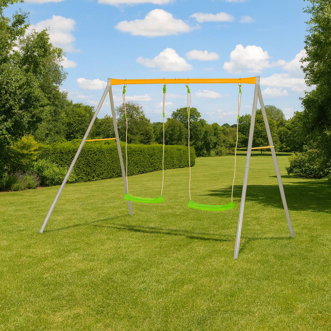 Portique métal 1,90 m agility duetto - 2 enfants gris