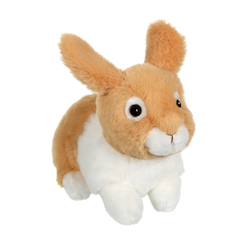 Jouet-Premier âge-Peluche - peluche lapin allongé - beige et blanc -  20 cm