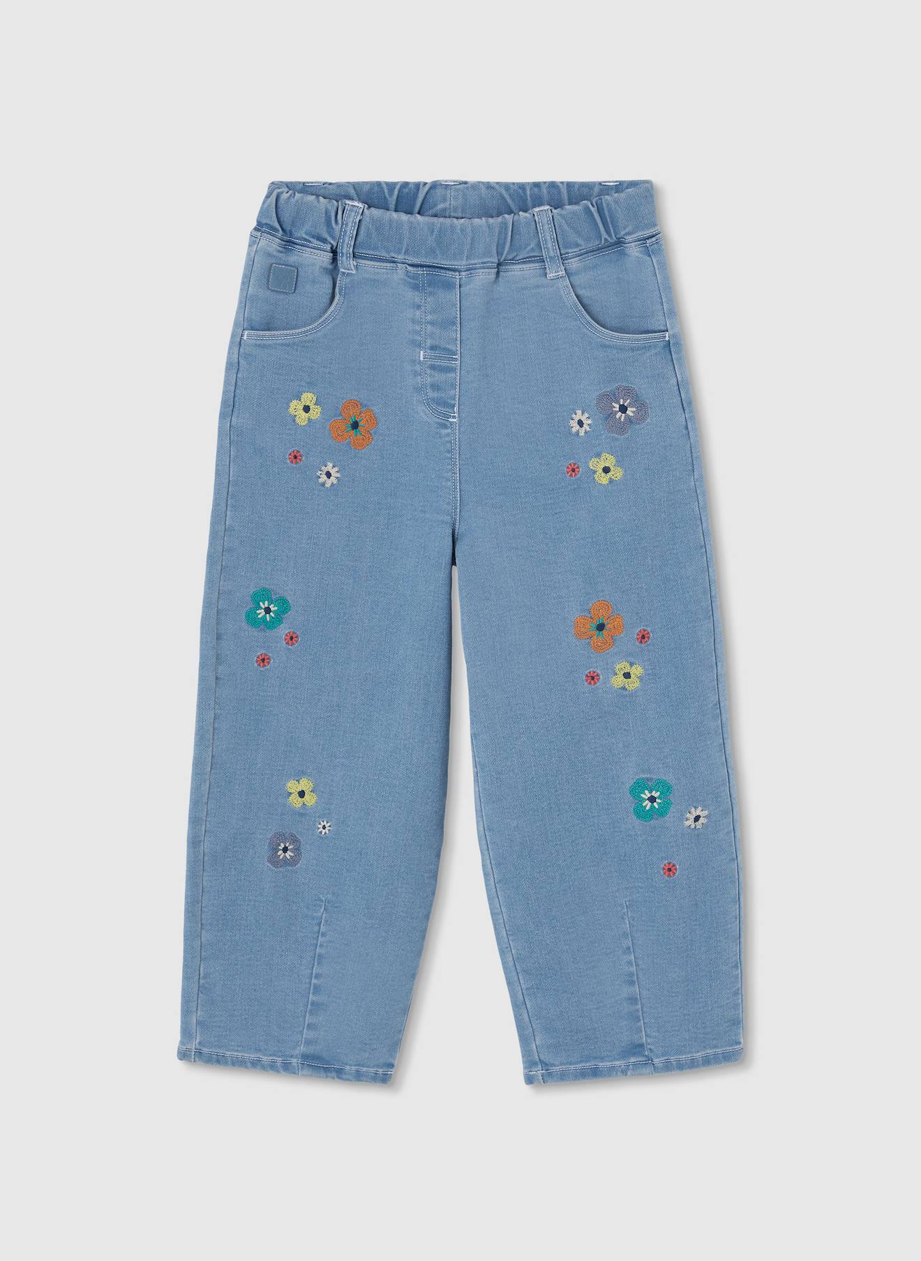 Pantalon Fille En Denim Bleu