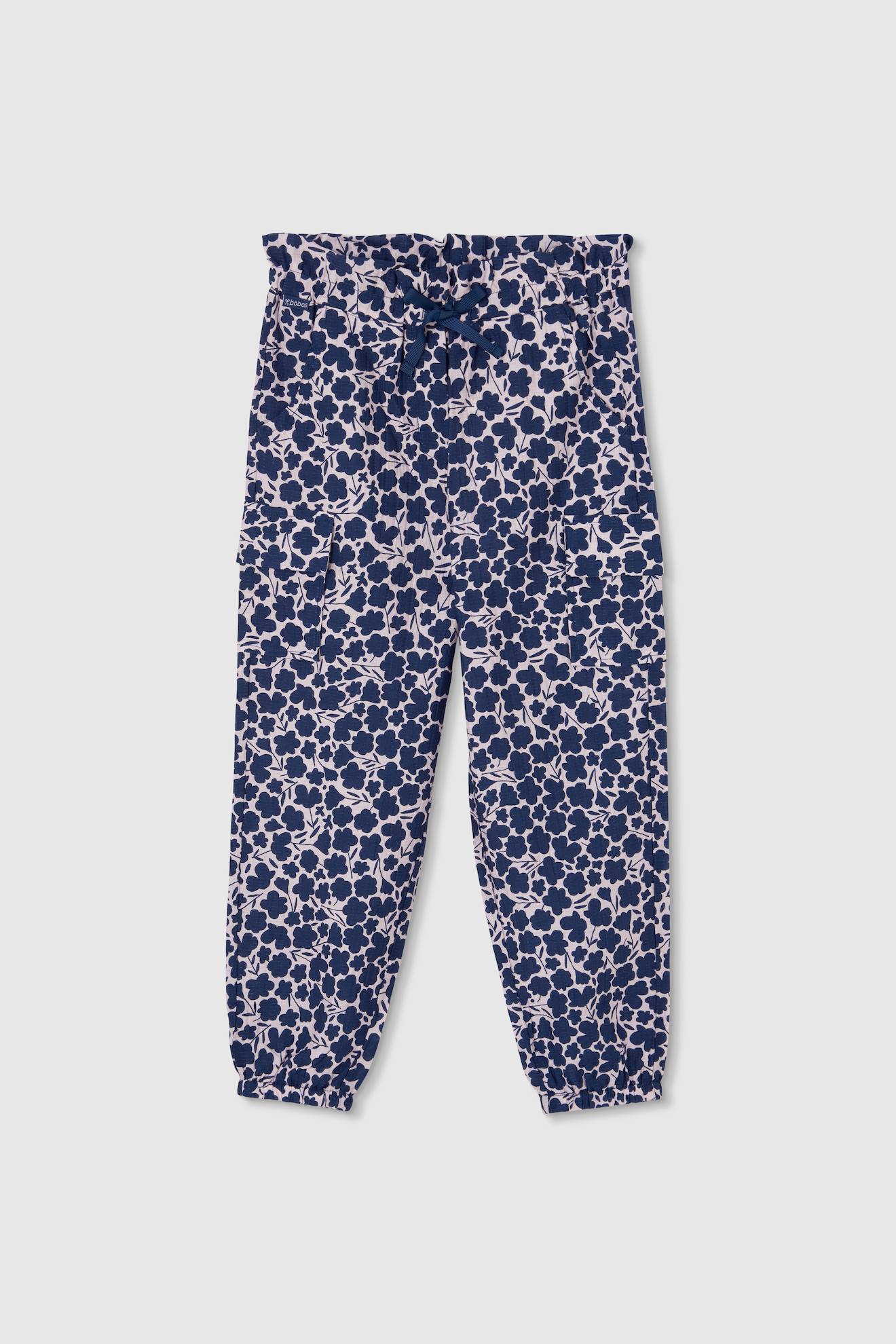Pantalon fille imprimé fleurs multicolore