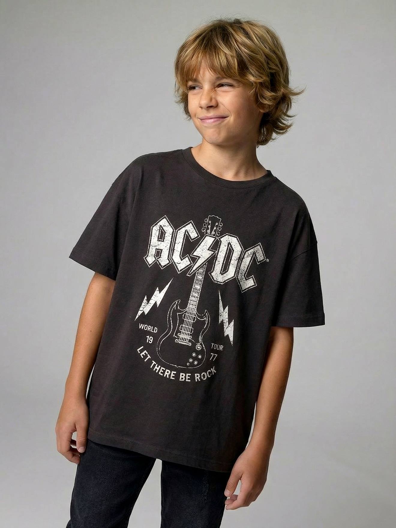 T-shirt rock manches courtes ACDC anthracite
