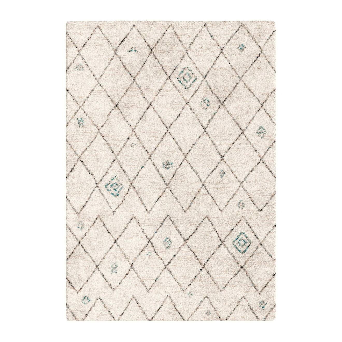 Tapis shaggy ethnique doux et volumineux diamond beige sable