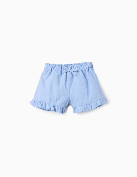 Bébé-Short-Short en coton avec broderies et volants