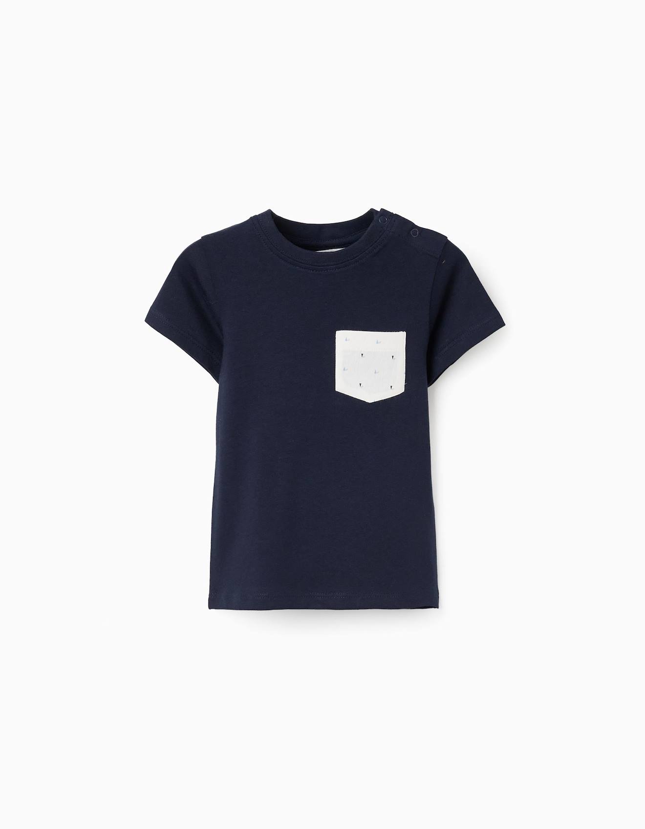 T-shirt En Coton Avec Poche Poitrine Bleu 12 €