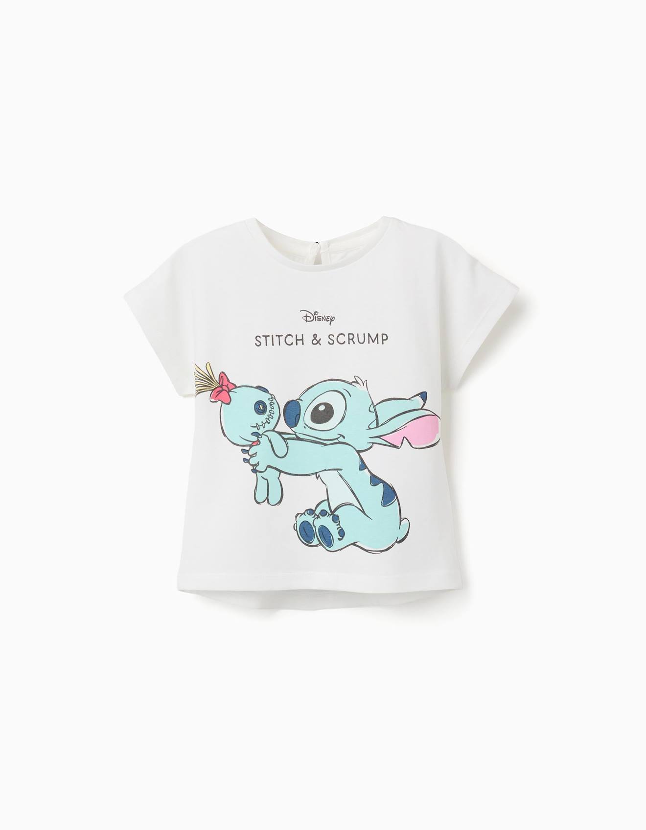 T-shirt En Coton Avec Imprim Stitch Et Scrump Blanc 12 €