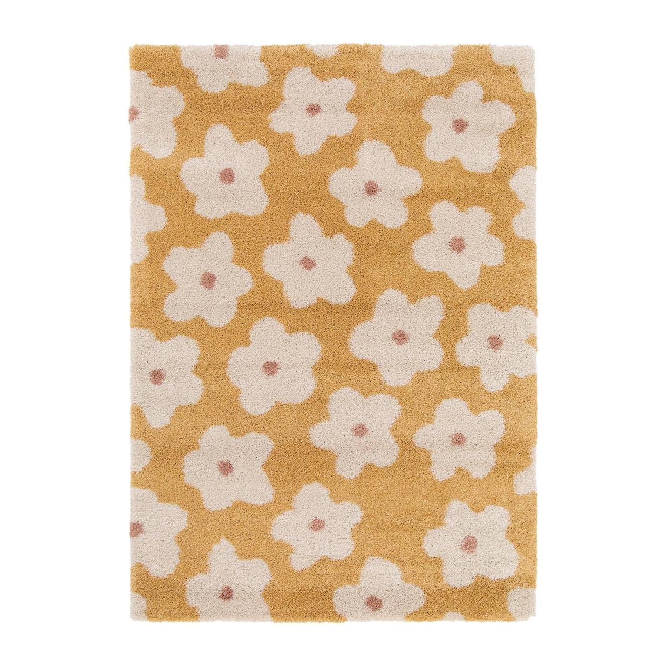 Tapis Enfant Épais Et Confortable Fleurs Jaune Naturel