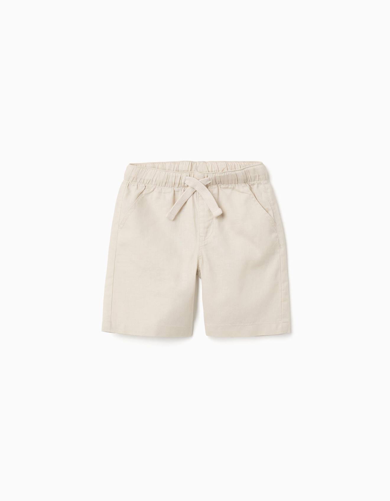 Short Midi En Lin Et Coton Avec Cordon De Serrage Beige Clair 14 €