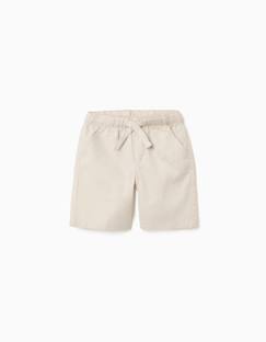 -Short midi en lin et coton avec cordon de serrage
