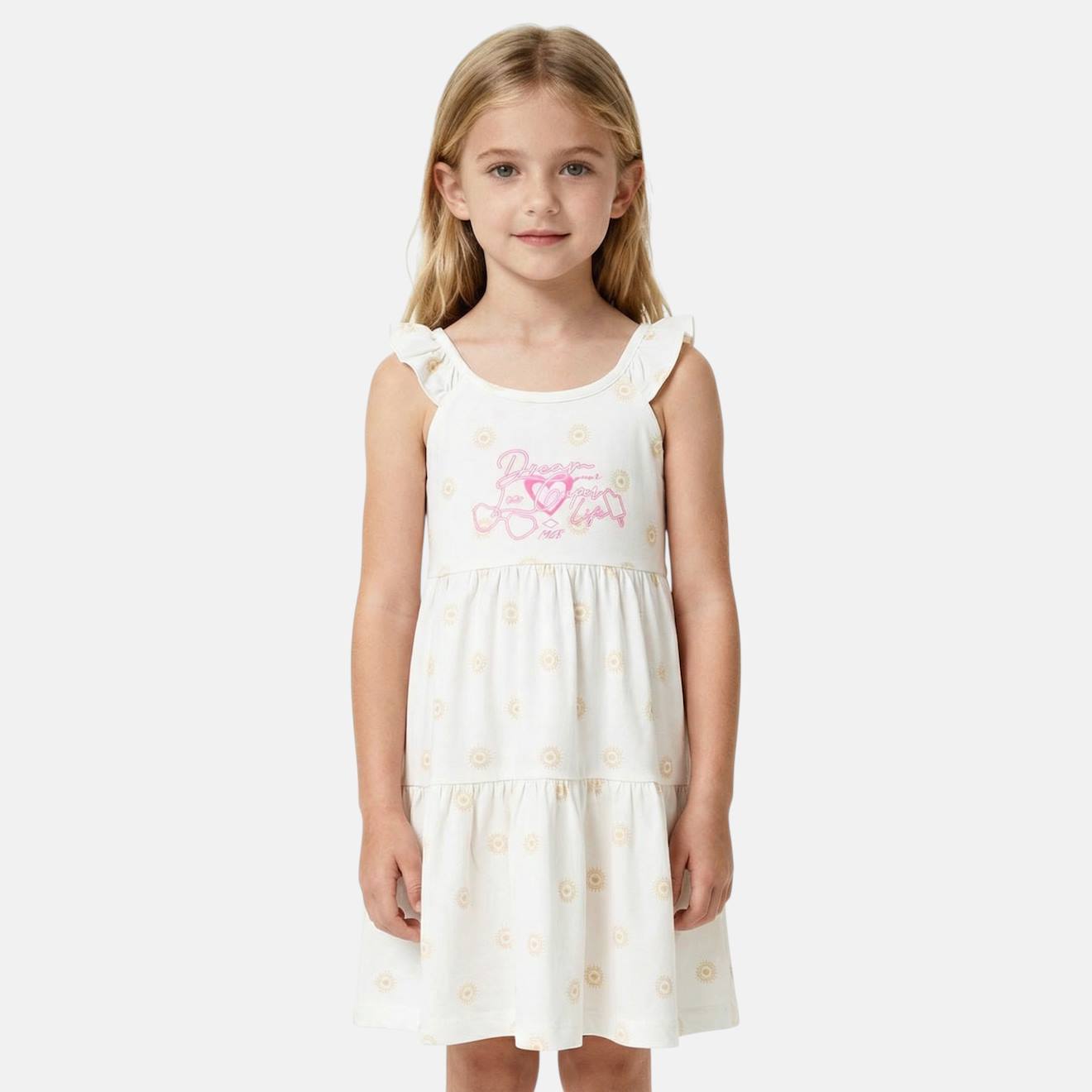 Robe Fille À Bretelles Volantées Blanc