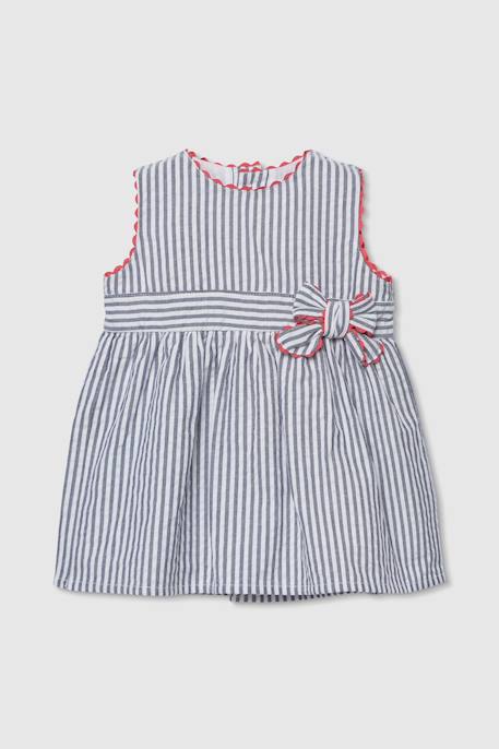 Bébé-Robe en popeline rayée