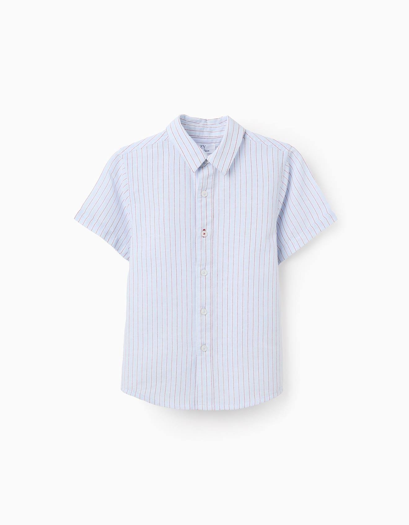 Chemise En Coton Manches Courtes Et Rayures Rouge Fonc 17 €