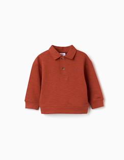 -Sweat en coton à col polo et imprimé