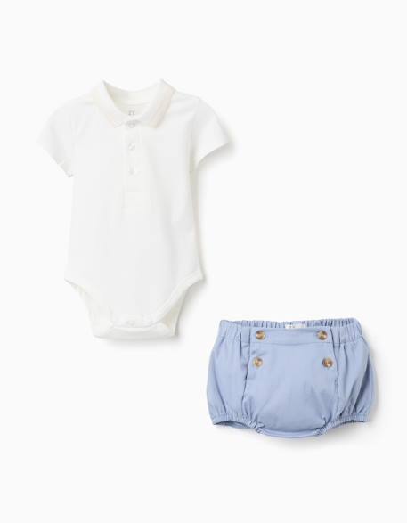 Bébé-Ensemble-Body-polo + short en sergé