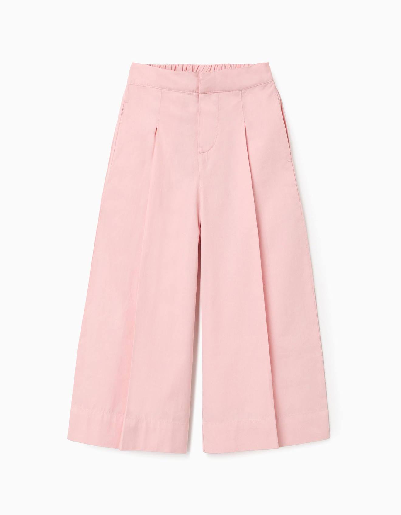 Pantalon En Popeline Jambes Larges Et Plis Lavant Rose Clair 17 €