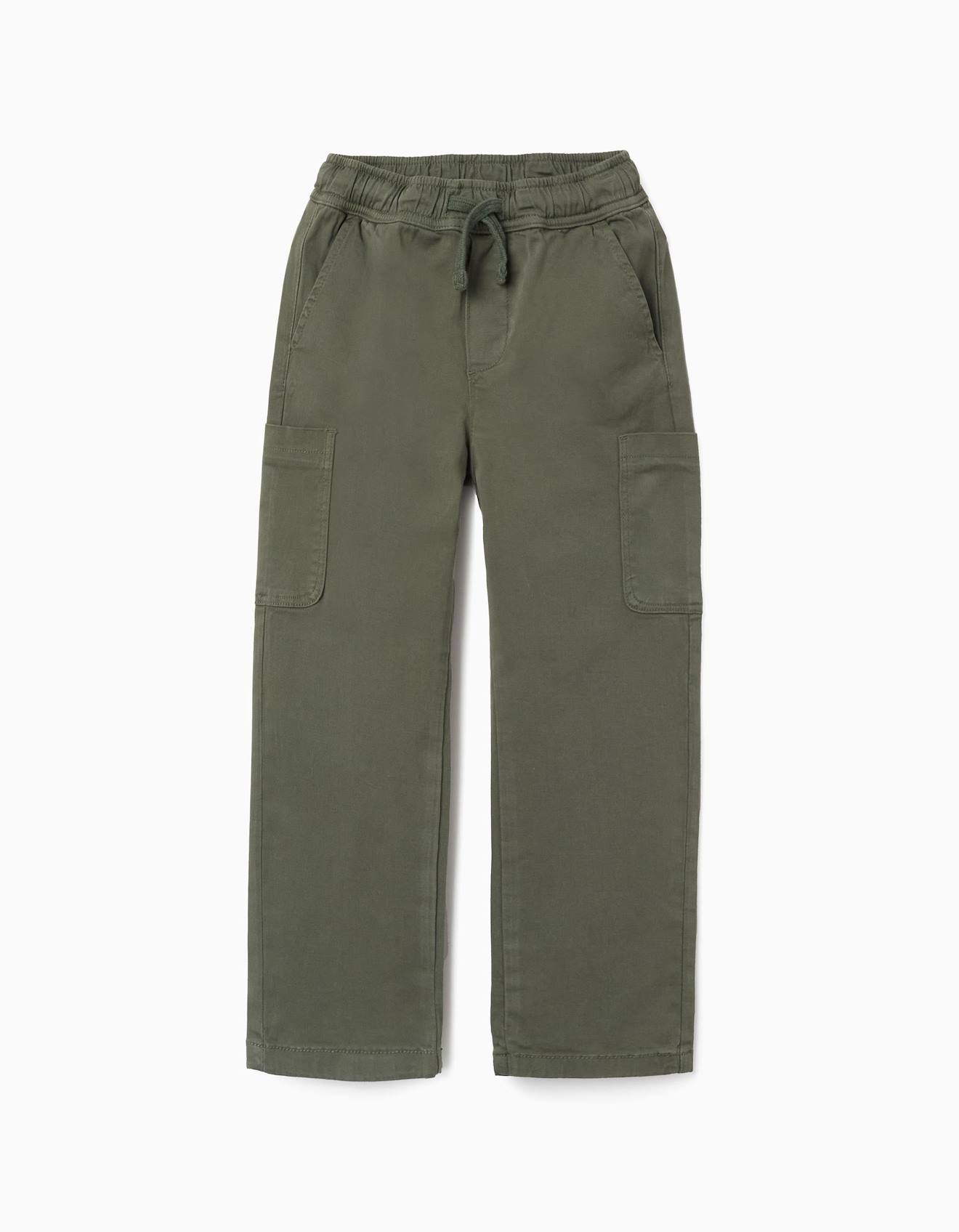 Pantalon En Serg Coupe Droite Avec Poches Cargo Vert Fonc 18 €
