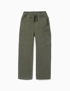 Pantalon en sergé à coupe droite avec poches cargo  - vertbaudet enfant