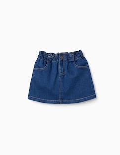 Jupe en jean avec taille paperbag et poches  - vertbaudet enfant