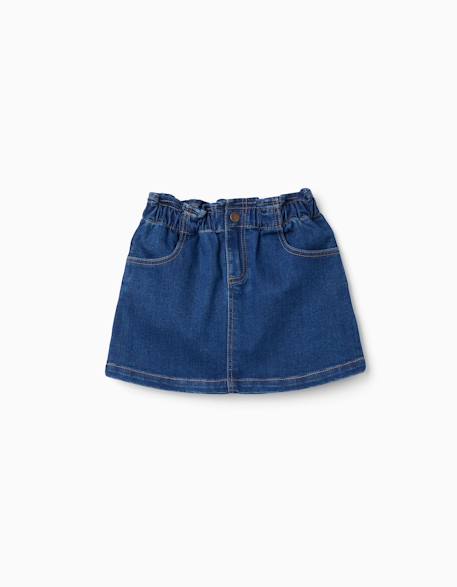 Jupe en jean avec taille paperbag et poches  - vertbaudet enfant