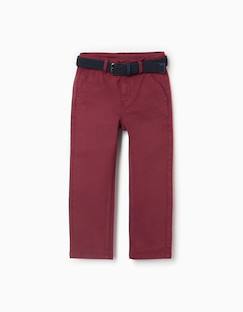 Pantalon chino slim en sergé avec ceinture  - vertbaudet enfant